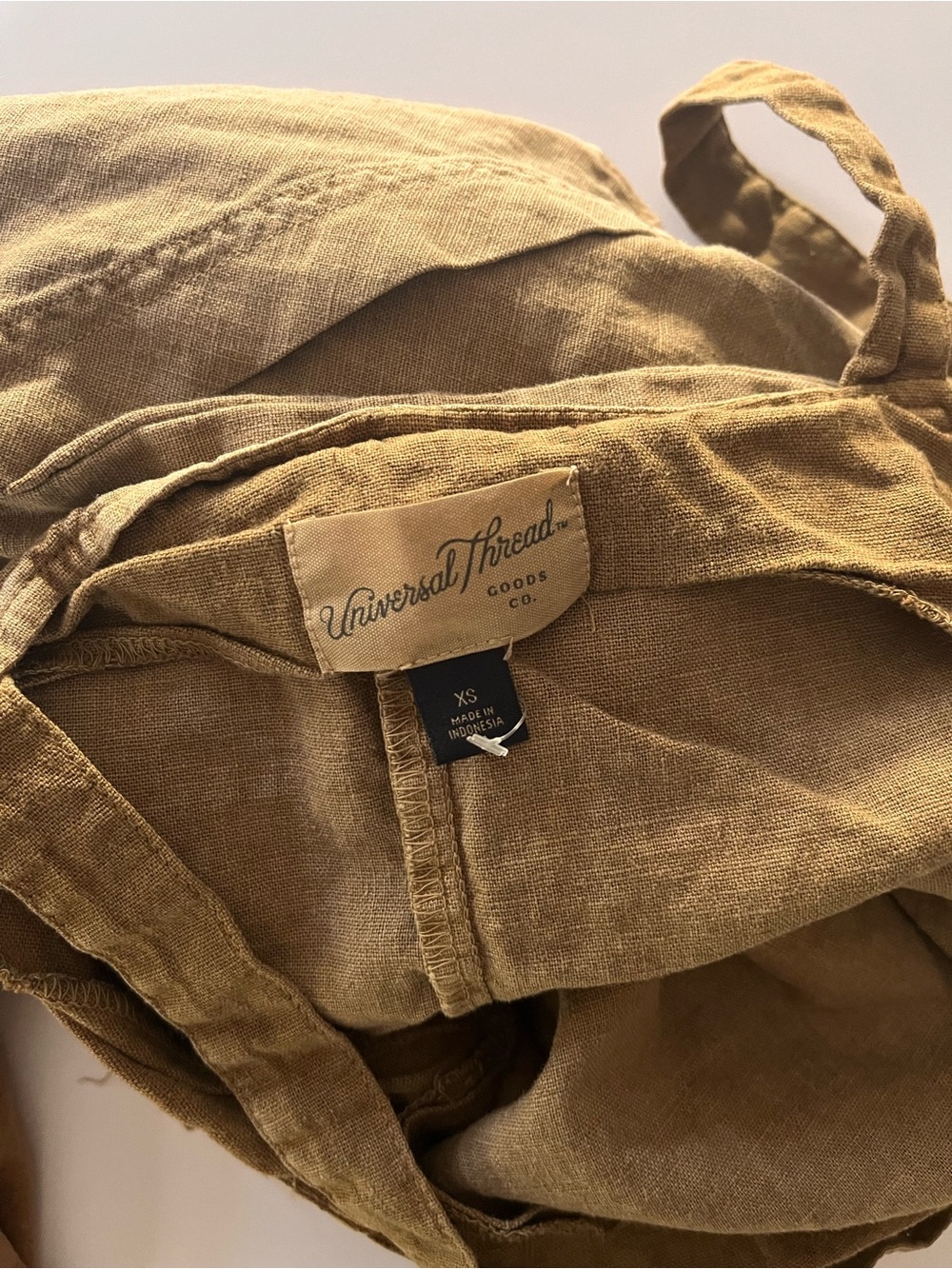 Tan Utility Linen Jumpsuit Excellent Condition Size XS Garden Farm Cottage - Picture 7 of 8